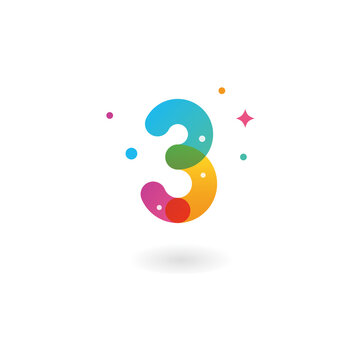 Number 3, Vector Icon Design Template With Gradient Color