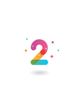 Number 2, Vector icon design template with gradient color