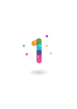 Number 1, Vector icon design template with gradient color
