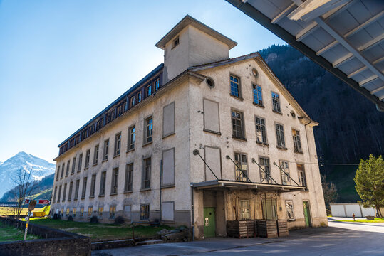 Old abandoned factory in spring 