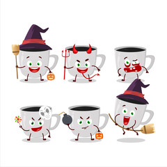 Halloween expression emoticons with cartoon character of coffee