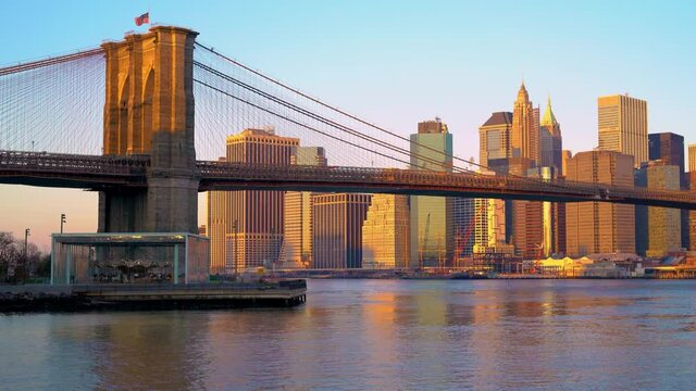 Brooklyn Bridge And Manhattan At Sunrise