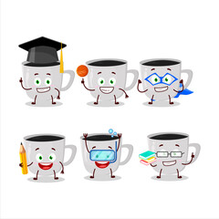School student of coffee cartoon character with various expressions