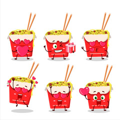 Noodles box cartoon character with love cute emoticon
