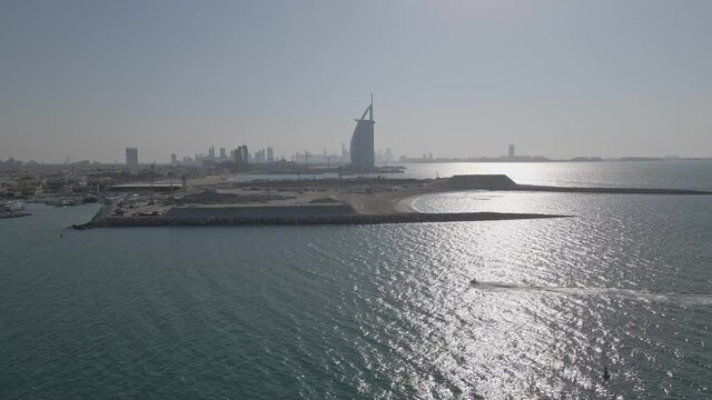 Construction Site On Coast Of Dubai, United Arab Emirates, Aerial View