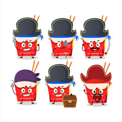 Cartoon character of noodles box with various pirates emoticons