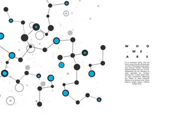Modern illustration with science molecule connectivity for medical design. Scientific research concept. Network connection structure. Abstract icon. Future technology. Biotechnology concept