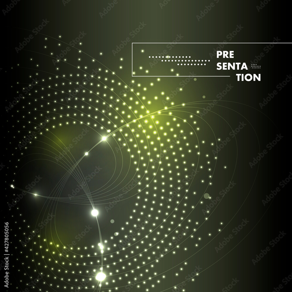 Poster Abstract layout template with circle design on dark background. Symbol web template. Business card icon set. Business icon. Abstract vector texture. Abstract circle geometric shape