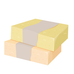 Natural handmade vector soap bar in cartoon flat style in trendy colours isolated on white background. Organic spa soap making.