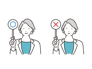 シンプル　イラスト　質問に答える白衣の女性