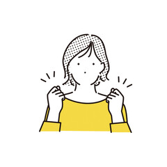 シンプル　イラスト　ガッツポーズをする女性