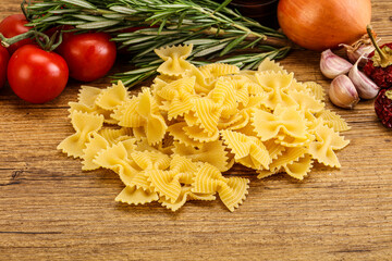Raw Italian farfalle pasta for cooking