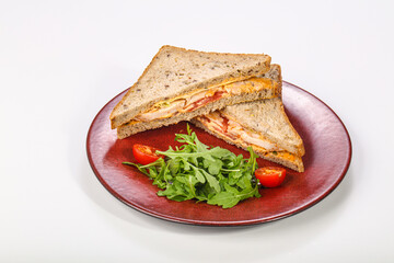 Sandwich with chicken breast and cheese