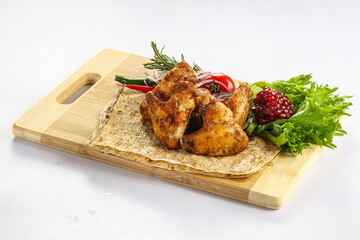 Grilled chicken wings barbecue shashlik