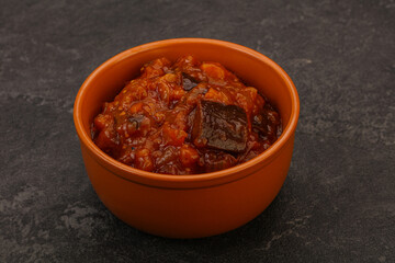 Eggplant saute with tomato and herbs
