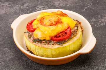 Baked stuffed zucchini with meat