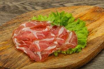 Smoked pork neck slices snack