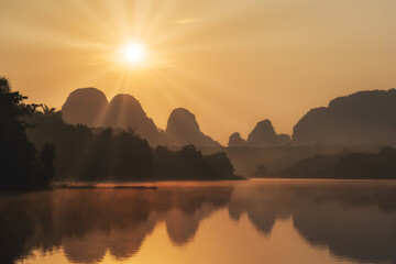 Sunrise in morning time view at Nongthale,Krabi province, Thailand