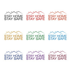 Stay at home icon isolated on white background color set