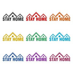 Stay at home icon isolated on white background color set