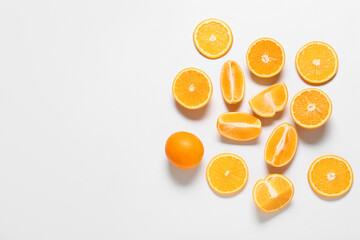 Tasty oranges on white background