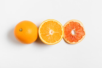 Tasty oranges on white background