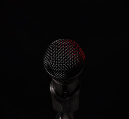 black microphone facing person