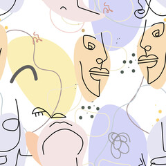 Face line pattern Abstract drawing seamless print