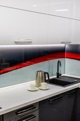 Fototapeta na wymiar Beautiful interior kitchen corner. Kitchen design for home.