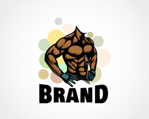 body athlete muscular fitness gym logo symbol design template vector illustration