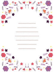 ピンクと紫のお花のお手紙フレーム東欧風