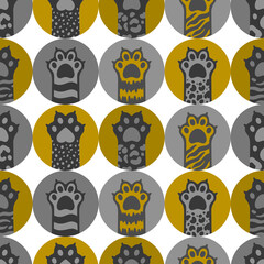 Seamless pattern cat happy background.Cute animal kitten.
