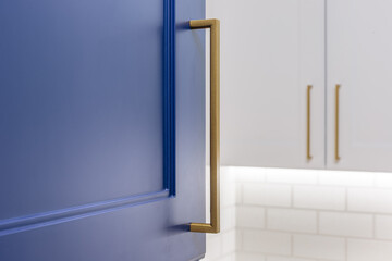 Original innovative kitchen cabinet handles. Kitchen design.