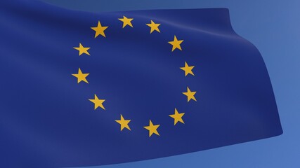 European Union Flag Waving in the Wind 