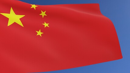 Chinese Flag Waving in the Wind 