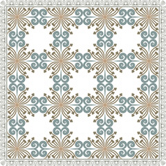 Elegant abstract scarf pattern design with ethnic and floral ornament. Hijab motif design