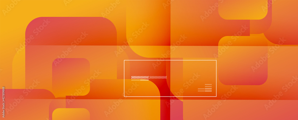 Poster Square shapes composition geometric abstract background. 3D shadow effects and fluid gradients. Modern overlapping forms