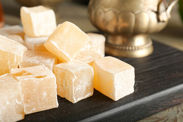 Board with Turkish delight, closeup
