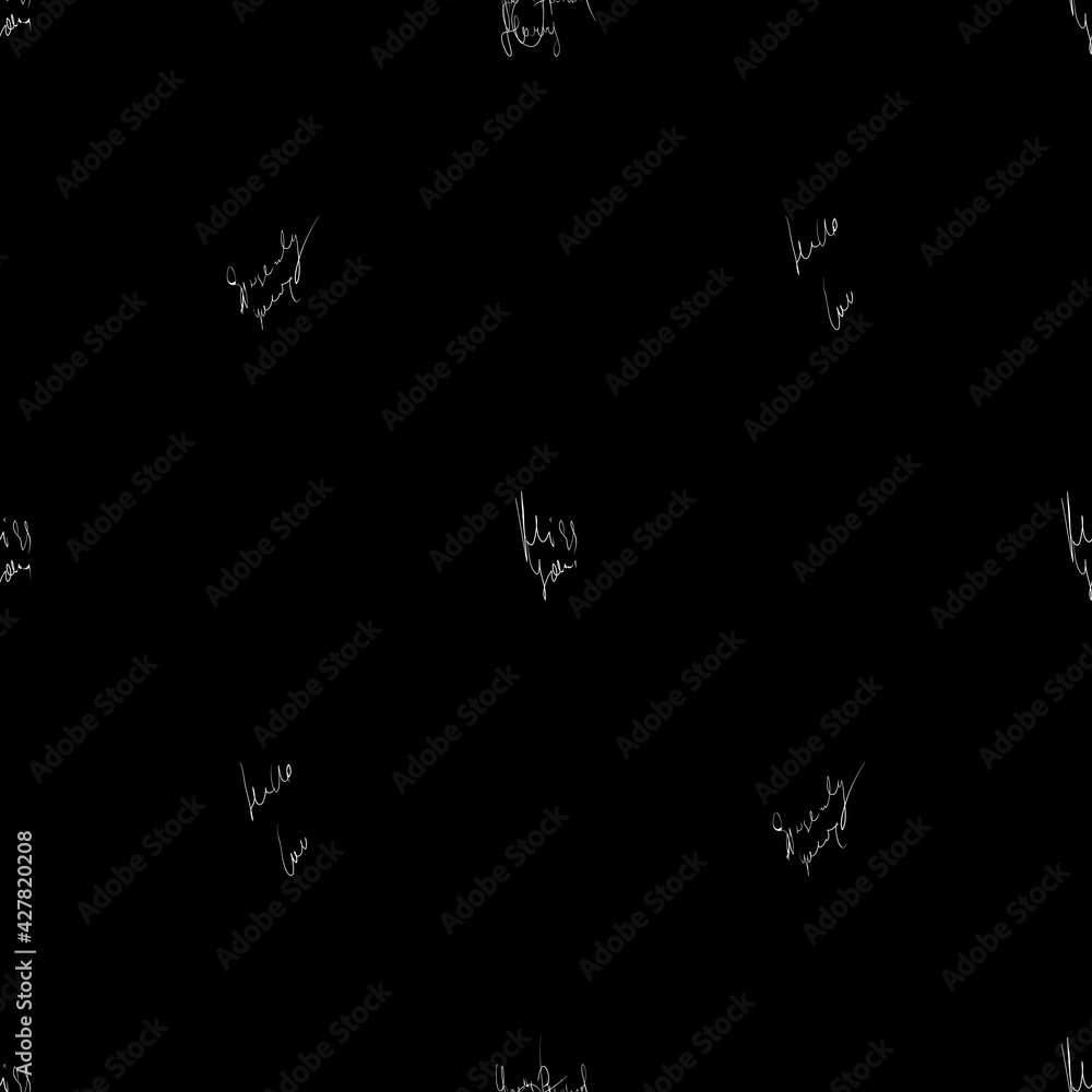 Poster seamless vector pattern. white text on a black background.