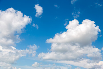 Blue sky background with clouds in summer 