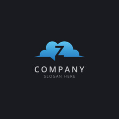 Initial letter Z in cloud chat with modern blue color