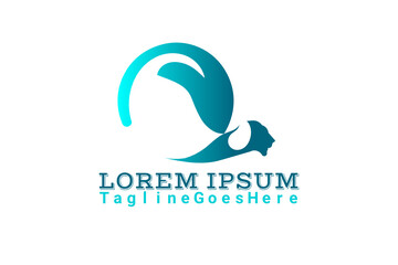 Vector logo element for animal lovers community, veterinarian, animal hospital and zoo with hand illustration and dog or lion in negative and positive space style.