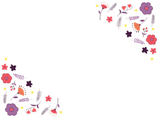 ピンクと紫のお花のフレーム東欧風