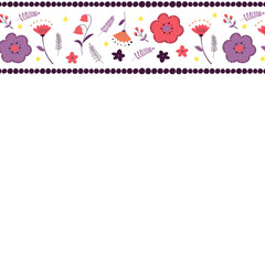 ピンクと紫のお花のフレーム東欧風