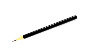 A black pencil on a white background