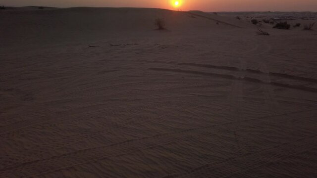 Scenic landscapes of Dubai desert during sunset