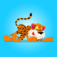 Fototapeta na wymiar crouching tiger cartoon