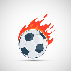 Soccer ball is burning with flame.