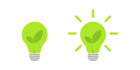 Green leaf light lamp energy of nature. Icon. Illustration