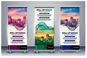Roll up banner, Standee banner Design, X banner, L banner - Editable Template